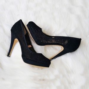Call In Spring Shoes Black Lace High Heel Elegant